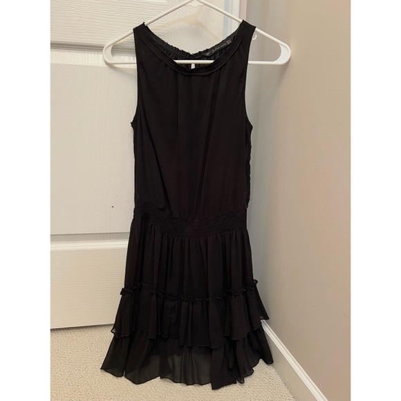 ZARA | Black Sleeveless Ruffled Tulle Mini Dress - Picture 5 of 7